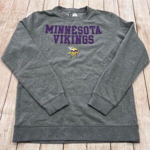 NFL‎ Team Apparel Minnesota Vikings Sweatshirt Mens Medium Gray Crewneck Fleece